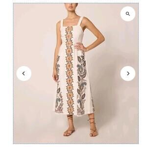 Cleobella Jolene Placement Print Midi Dress Veneto Paisley Print Size Small NWT